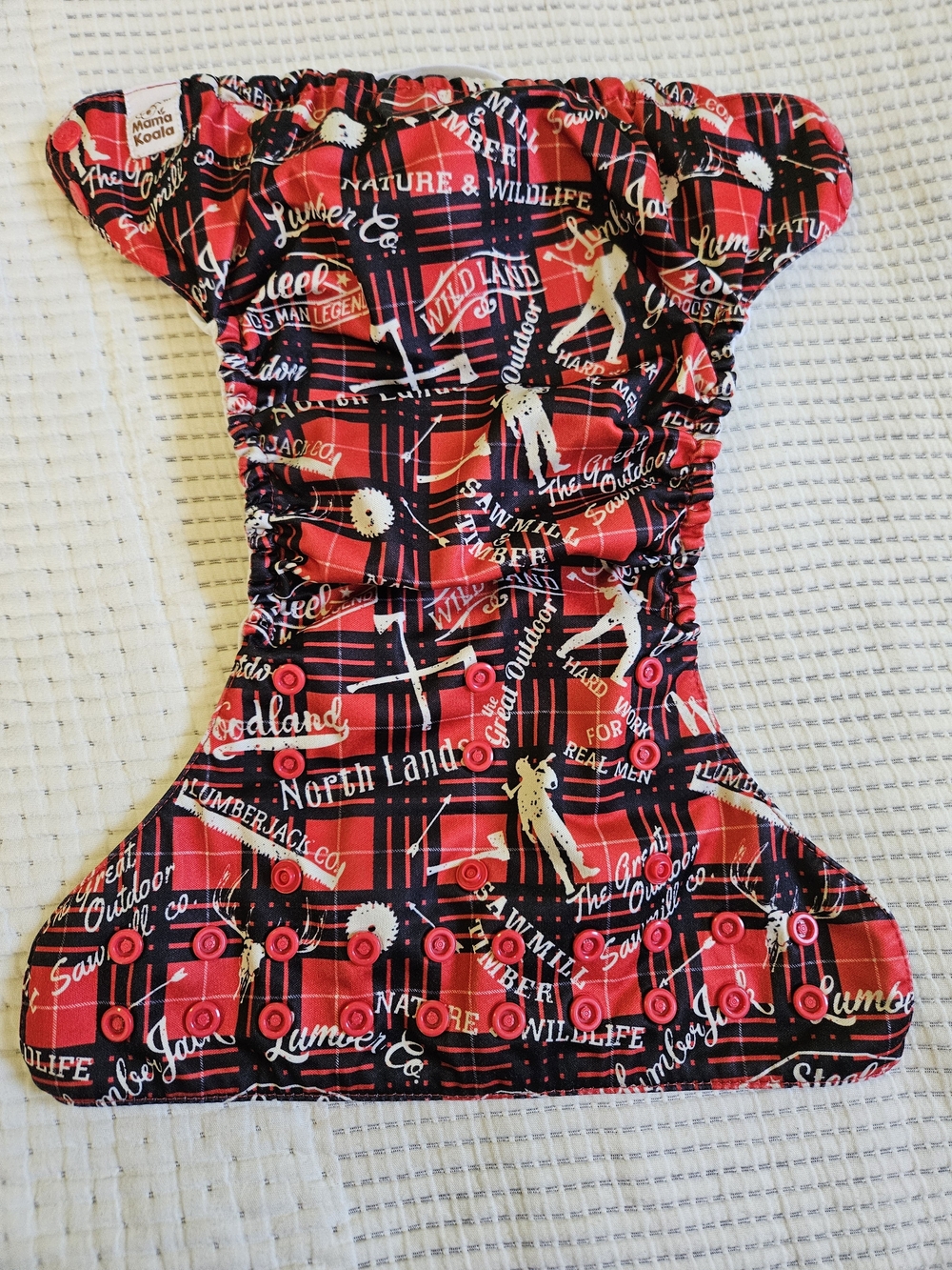 Red Plaid Reusable Cloth Diaper